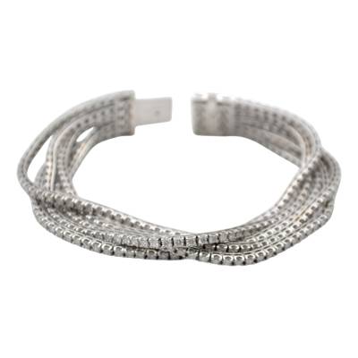 BRATARA TIP TENIS DIN AUR ALB 18K CU CINCI RANDURI DE DIAMANTE NATURALE