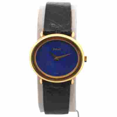 PIAGET VINTAGE YELLOW GOLD 27X24 MM DEEP BLUE DIAL LEATHER STRAP REF: 98120 