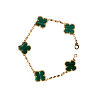 BRATARA VAN CLEEF&ARPELS VINTAGE ALHAMBRA DIN AUR GALBEN 18K CU MALAHIT FULL SET 2022 REF: VCARL80900