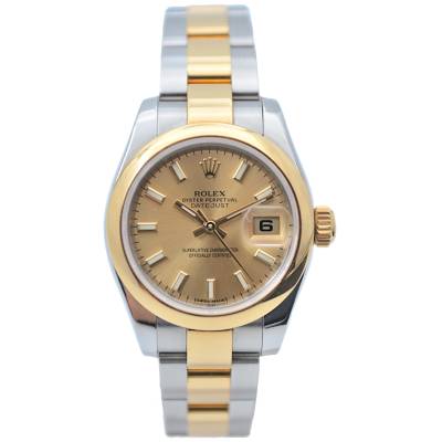 ROLEX LADY DATEJUST 26 AUTOMATIC TWO TONE CHAMPAGNE DIAL OYSTER BOX + PAPERS 2017 REF: 179163