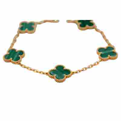 BRATARA VAN CLEEF&ARPELS VINTAGE ALHAMBRA DIN AUR GALBEN 18K CU MALAHIT FULL SET 2022 REF: VCARL80900