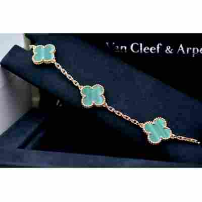 BRATARA VAN CLEEF&ARPELS VINTAGE ALHAMBRA DIN AUR GALBEN 18K CU MALAHIT FULL SET 2022 REF: VCARL80900