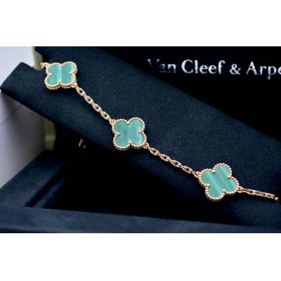 BRATARA VAN CLEEF&ARPELS VINTAGE ALHAMBRA DIN AUR GALBEN 18K CU MALAHIT FULL SET 2022 REF: VCARL80900