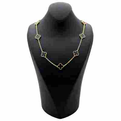 COLIER VAN CLEEF&ARPELS VINTAGE ALHAMBRA DIN AUR GALBEN 18K CU ONYX FULL SET 2022 REF: VCARA42700 