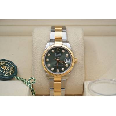 ROLEX DATEJUST 31 TWO TONE OLIVE DIAMOND DIAL BOX+PAPERS OYSTER 2023 REF: 278273