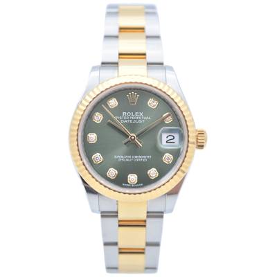 ROLEX DATEJUST 31 TWO TONE OLIVE DIAMOND DIAL BOX+PAPERS OYSTER 2023 REF: 278273