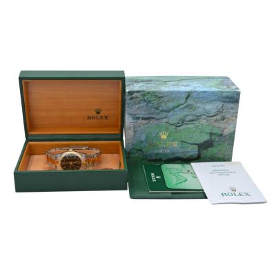 ROLEX OYSTER PERPETUAL 34 AUTOMATIC TWO TONE BLACK DIAL OYSTER BOX+PAPERS 2001 REF: 14233