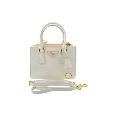 PRADA GALLERIA MINI SAFFIANO WHITE LEATHER BAG