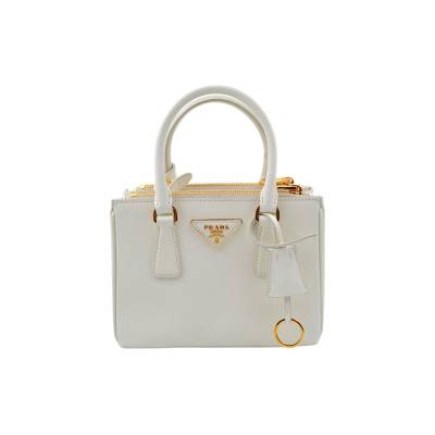 PRADA GALLERIA MINI SAFFIANO WHITE LEATHER BAG