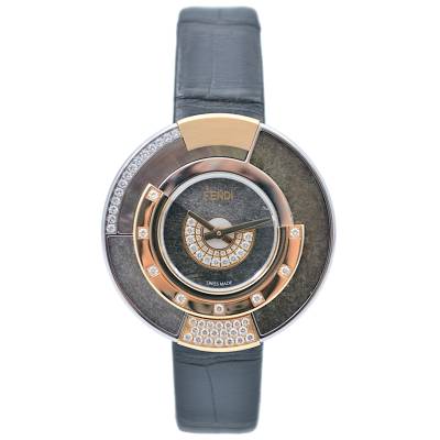 FENDI POLICROMIA OBSIDIAN 38 QUARTZ TWO TONE DIAMONDS BOX+PAPERS 2019 REF: F511237571H2