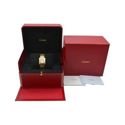 CARTIER TANK FRANCAISE SMALL MODEL 25.7x21.2MM QUARTZ YELLOW GOLD SILVER DIAL FULL SET 2023 REF: WGTA0114