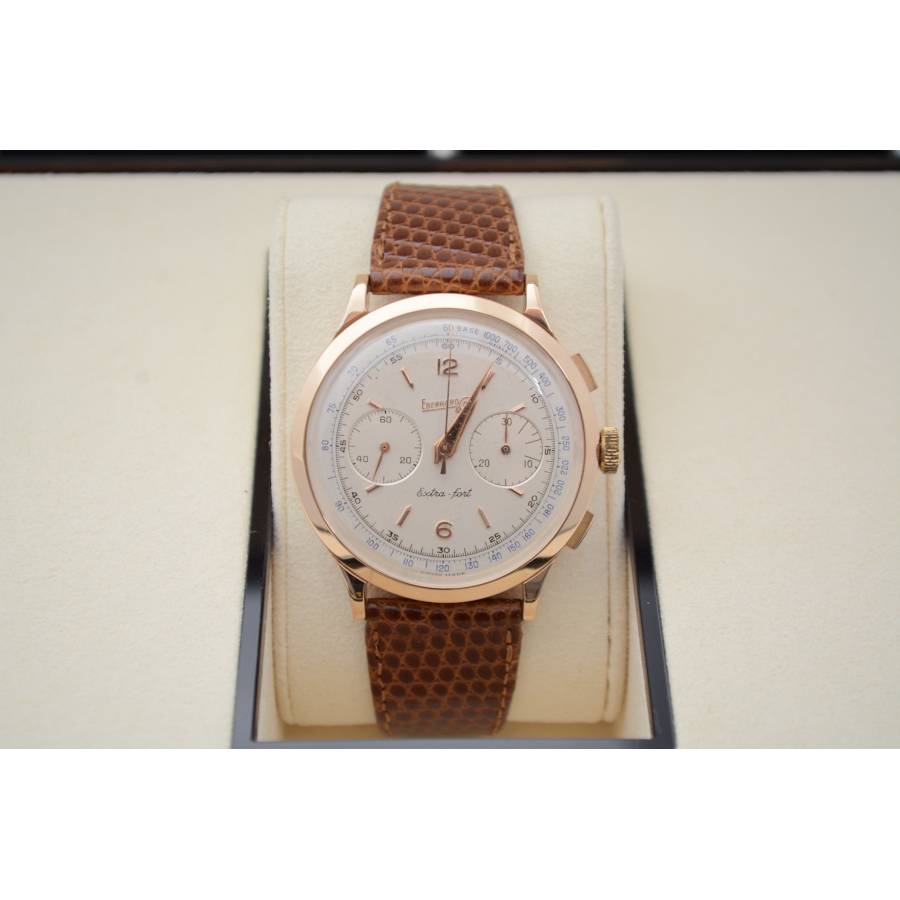 EBERHARD&CO EXTRA-FORT 39MM YELLOW GOLD SILVER MANUAL WINDING VINTAGE REF: 14007