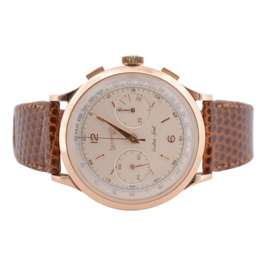 EBERHARD&CO EXTRA-FORT 39MM YELLOW GOLD SILVER MANUAL WINDING VINTAGE REF: 14007