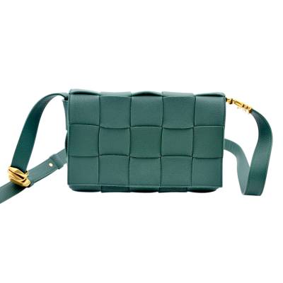 BOTTEGA VENETA CASETTE GREEN LEATHER CROSSBODY BAG GOLD TONE HARDWEAR