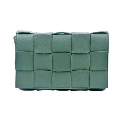 BOTTEGA VENETA CASETTE GREEN LEATHER CROSSBODY BAG GOLD TONE HARDWEAR