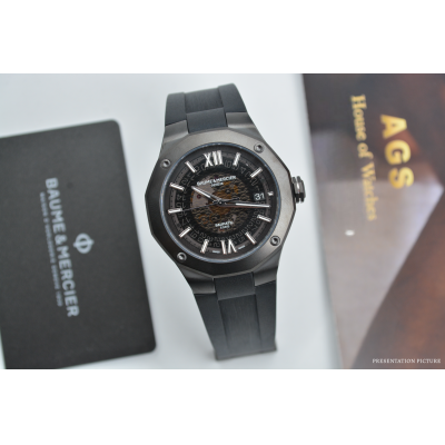 BAUME&MERCIER RIVIERA 42MM STEEL BLACK FULL SET 2022 AUTOMATIC REF: M0A10617
