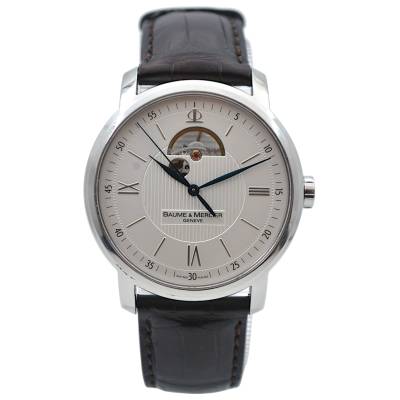 BAUME & MERCIER CLASSIMA XL OPEN HEART 42 AUTOMATIC STEEL SILVER DIAL BOX+PAPERS 2010 REF: 65558