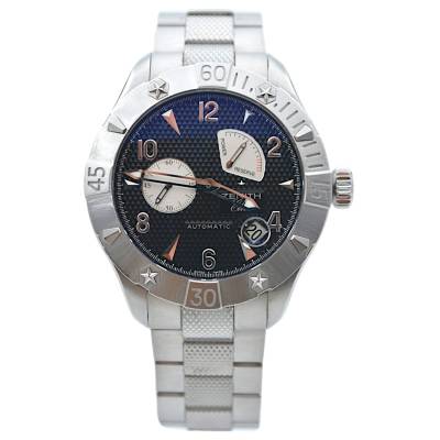ZENITH DEFY CLASSIC POWER RESERVE 43 AUTOMATIC STAINLESS STELL BLACK DIAL BOX+PAPERS 2007 REF: 03.0516.685