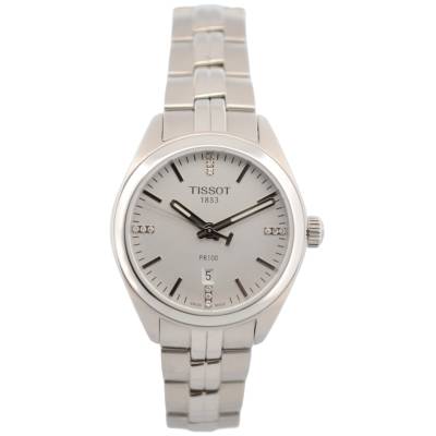 TISSOT T CLASSIC PR 100 33MM SILVER DIAMOND DIAL STEEL BOX+PAPERS 2020 QUARTZ REF: T101.210.11.036.00