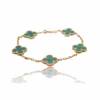 BRATARA VAN CLEEF&ARPELS ALHAMBRA DIN AUR GALBEN 18K CU MALACHIT_124226