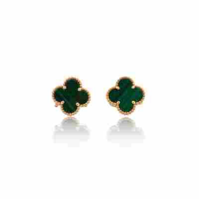 CERCEI VAN CLEEF&ARPELS ALHAMBRA DIN AUR GALBEN 18K CU MALAHIT_124219