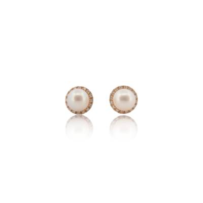 CERCEI DIN AUR GALBEN 14K CU DIAMANTE NATURALE SI PERLE DE CULTURA_123891