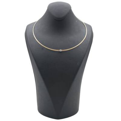 COLIER DIN AUR ALB SI GALBEN 14K CU DIAMANT NATURAL_123873