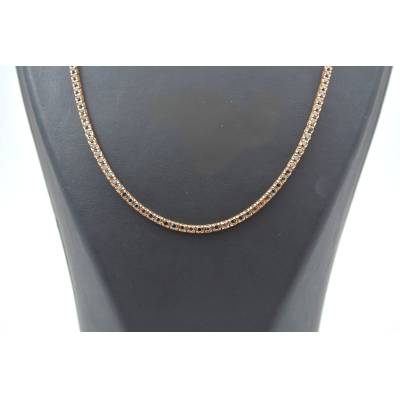 COLIER TENIS DIN AUR ROZ 14K CU DIAMANTE NEGRE NATURALE
