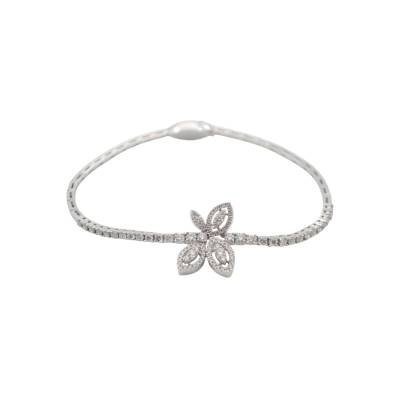 BRATARA DIN AUR ALB 14K CU DIAMANTE NATURALE
