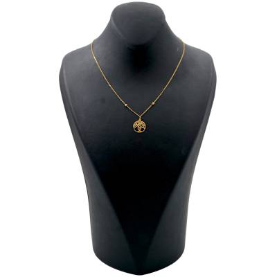 LANT SI PANDANT ROTUND CU MODEL COPACUL VIETII DIN AUR GALBEN 14K