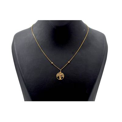 LANT SI PANDANT ROTUND CU MODEL COPACUL VIETII DIN AUR GALBEN 14K