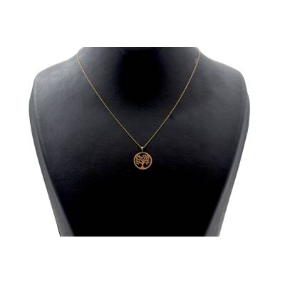 LANT SI PANDANT ROTUND CU MODEL COPACUL VIETII DIN AUR GALBEN 14K