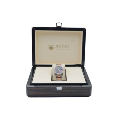 ROLEX DATEJUST 36 TWO TONE EVEROSE CONCENTRIC ARABIC DIAL CUSTOMIZED BEZEL REF: 116201