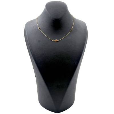 LANT SI PANDANT IN FORMA DE CRUCE DIN AUR GALBEN 14K
