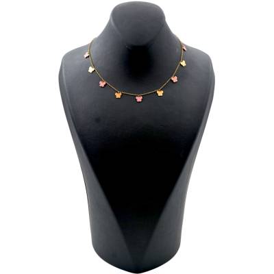 LANT CU MULTIPLE PANDANTE IN FORMA DE FLUTURE DIN AUR GALBEN 14K