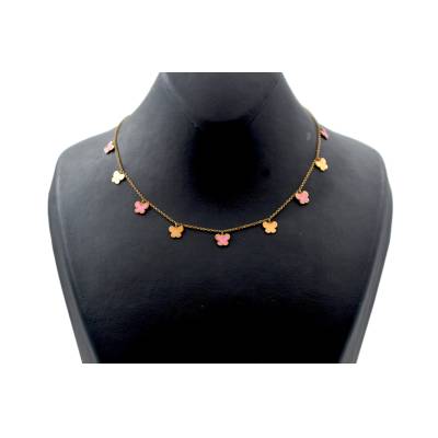 LANT CU MULTIPLE PANDANTE IN FORMA DE FLUTURE DIN AUR GALBEN 14K
