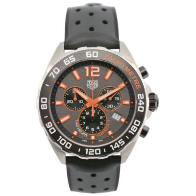 TAG HEUER FORMULA 1 CHRONOGRAPH 43 GREY DIAL QUARTZ RUBBER BAND REF: CAZ101AH.BA0842