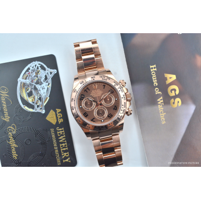 ROLEX DAYTONA COSMOGRAPH 40 CHOCOLATE ARABIC DIAL EVEROSE AUTOMATIC REF: 116505