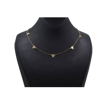 LANT CU MULTIPLE PANDANTE IN FORMA DE STEA DIN AUR GALBEN 14K