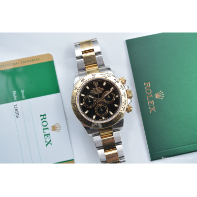 ROLEX DAYTONA COSMOGRAPH 40 TWO TONE BLACK DIAL FULL SET 2020 REF: 116503