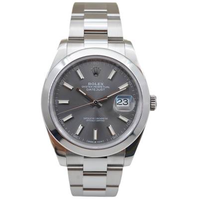 ROLEX DATEJUST 41 AUTOMATIC OYSTER STEEL RHODIUM DIAL REF: 126300