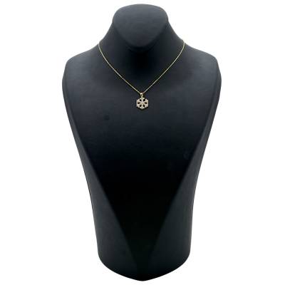 LANT SI PANDANT IN FORMA DE FULG DE NEA DIN AUR GALBEN 14K_130974