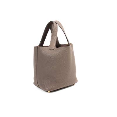 HERMES PICOTIN LOCK 18 CAMEL CLEMENCE LEATHER HANDBAG