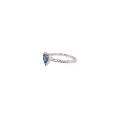 INEL DE LOGODNA DIN AUR ALB 18K CU DIAMANTE NATURALE SI SAFIR_103442