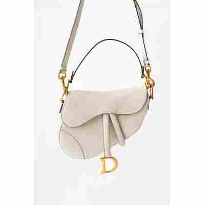 CHRISTIAN DIOR SADDLE SHOULDER BAG WHITE LEATHER