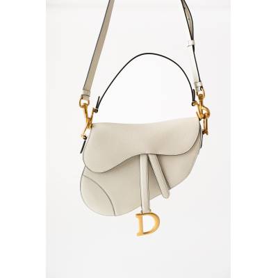 CHRISTIAN DIOR SADDLE SHOULDER BAG WHITE LEATHER