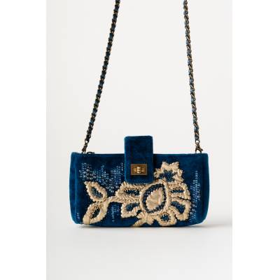 CHANEL VINTAGE BAG WITH GOLDEN BROITED MOTIFS