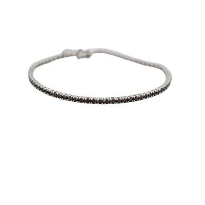 BRATARA TENIS DIN AUR ALB 18K CU DIAMANTE NEGRE NATURALE_105634C 