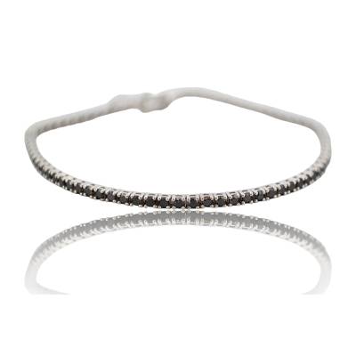 BRATARA TENIS DIN AUR ALB 18K CU DIAMANTE NEGRE NATURALE_105634C 