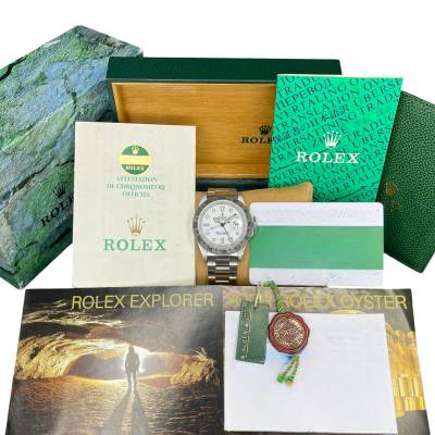 ROLEX EXPLORER II 40MM STEEL WHITE DIAL FULL SET 1987 REF: 16550